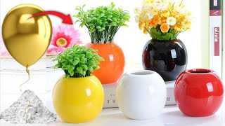 Flower vase • DIY- White Cement Flower Pot // Paper Easy Cement Pottery Making