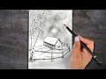 Birch Tree In Snow Landscape Pencil Drawing For Beginners Step by Step / Winter Snow scenery drawing