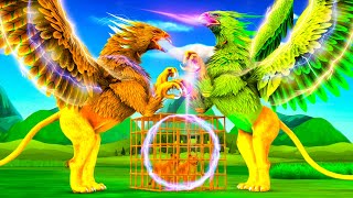 जादूई विशाल ईगल शेर और भयानक ग्रिफिन का अंत Magical Giant Eagle Lion and the Griffin Fight Story