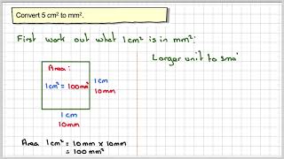 Converting units of area cm squared to mm squared