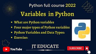 Python Variables | Python Tutorial for Beginners with Examples |JT Educate