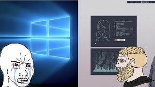 Windows user vs Linux user customizing their desktop