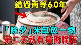 錯過再等60年！1月28號除夕，只要在米缸放一物，第二天就有橫財降臨，再窮都能改命！|吉祥如意 #一禪語 #運勢 #風水 #佛教 #生肖 #花好月圓