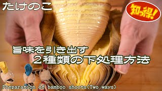 【春の味覚】筍(たけのこ)本来の旨味を引き出す2種類の下処理方法『あくの抜き方・茹で方・下処理・保存法』 How to boil Takenoko(Bamboo Shoots)