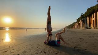 Sunset AcroYoga - Needle Shoulderstand at Beacons Beach