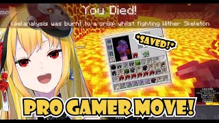 Kaela's Pro Gamer Move Saved Her Items From Lava Pool!【HololiveID | Minecraft】