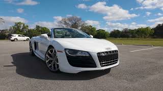 6k-Mile 2011 Audi R8 Spyder V10 6-Speed cold start, driving. walk around video