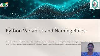 Python Variables and Naming R | Problem Solving Using Python | SNS Institutions