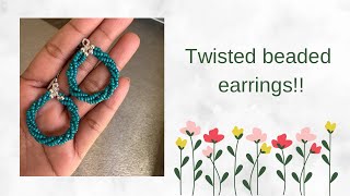 Twisted beaded earrings making | ​⁠@halt_n_craft