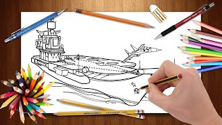 Drawing Ship - How to draw Ship - How to draw Aircraft Carrier