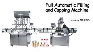 ZONESUN Pneumatic Automatic Honey Plastic Round Bottle Liquid Screw Filling Capping Machine