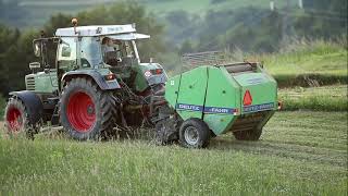 Fendt Favorit 510C Turboshift Tractor baling with Deutz-Fahr round baler - Slovenia -Europe- farming