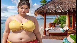 4K AI Art: Indian Lookbook Model Stuns in Guardalavaca beach