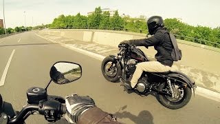 Harley Davidson Iron 883 vs Forty Eight 1200 - Acceleration  [1080p]