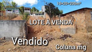 VENDIDO / LOTE À VENDA  / NA CIDADE DE COLUNA MINAS GERAIS [TERRENO]