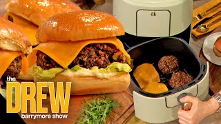 Dan Souza Shows Drew How to Make Lentil Mushroom Veggie Burgers with an Air Fryer