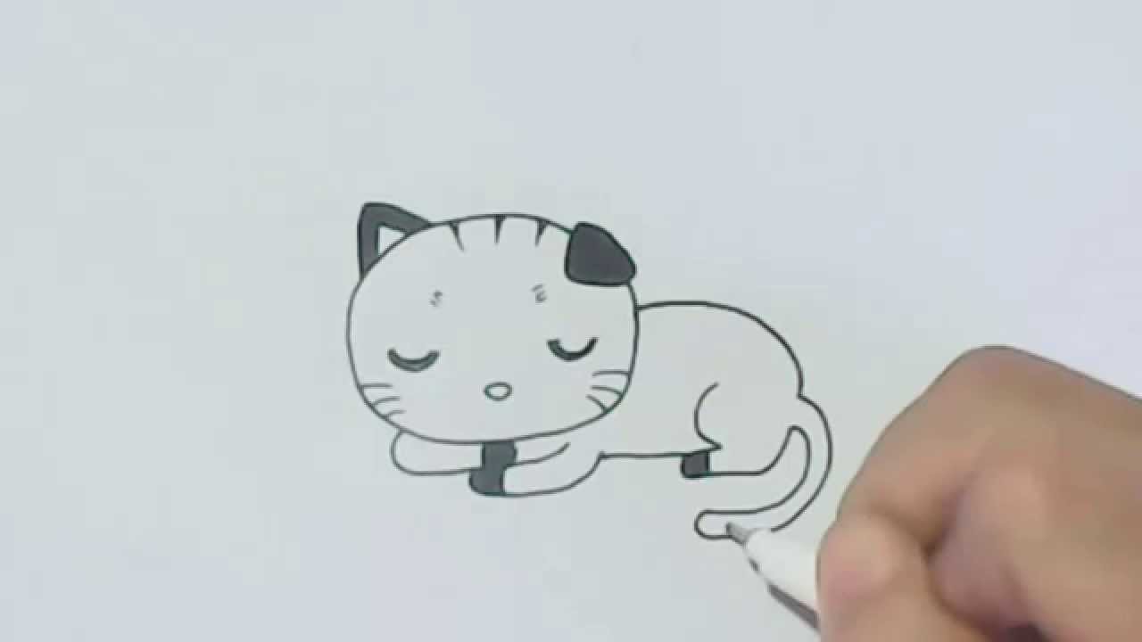 How To Draw Cartoon Sleeping Cat Youtube