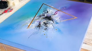 Abstract Acrylic Painting Demo with Masking Tape - Satisfying -  Easy Modern Art