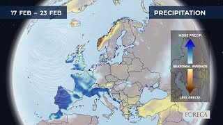 Monthly precipitation forecast for Europe 8/2/2025