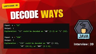 Decode Ways | Dynamic Programming | Leetcode : 91 | Java | Tamil