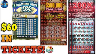 200X THE CASH - DIAMOND MINE 9X \u0026 FLAMINGO MULTIPLIER SCRATCH OFF TICKETS - $5 MILLION TOP PRIZE!