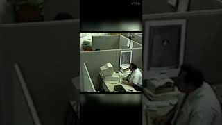 A man broken computer of his office