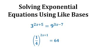 Ex 4: Solve Exponential Equations Using Like Bases - No Logarithms
