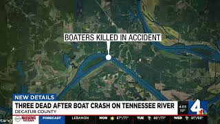 Three dead after boat crashes into barge on Tennessee River.