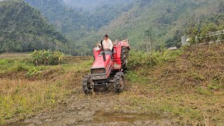 Female agricultural machine driver - continue the day moving the machine to another area