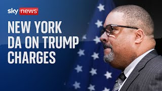 Manhattan District Attorney Alvin Bragg holds a news conference on Trump charges
