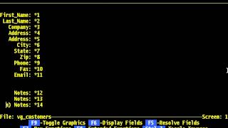 FilePro - Chapter 2 - Define Screen - Numbered, Named, Copy, Fields
