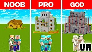 Minecraft NOOB vs. PRO vs. GOD: VR FAMILY ZOMBIE DEFENCE BUILD CHALLENGE in Minecraft (Animation)