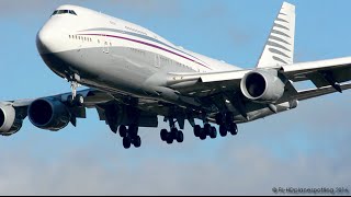 *RARE* Qatar Amiri Flight Boeing 747-800 BBJ landing at Heathrow [LHR/EGLL]