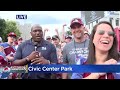 avalanche fans get psyched at civic center park