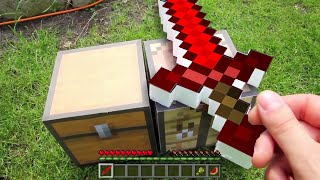 Minecraft in Real Life POV HOW TO CRAFT FIRE SWORD Realistic Minecraft 100 days Survival 創世神第一人稱真人版版