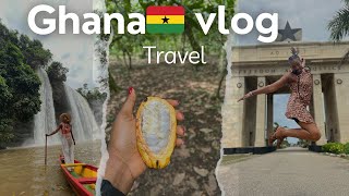 GHANA🇬🇭TRAVEL VLOG+WATERFALL+COCOA FARM+BOTANICAL GARDEN+BLACK STAR SQUARE+LABADI BEACH+ SOUVENIRS