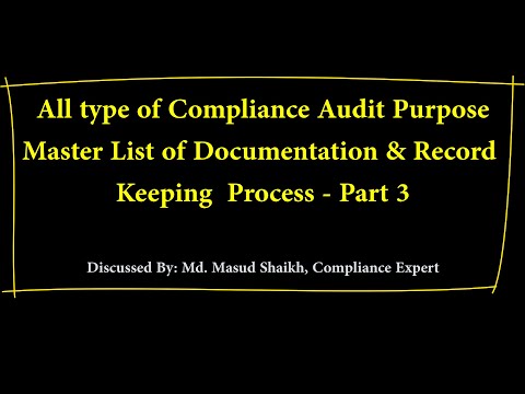 All Types of Compliance Audits Purpose Master List of Documentation and Record Keeping Process Part – 3