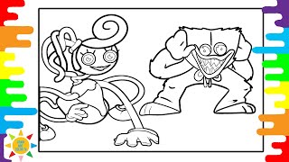 Mommy Long Legs vs Huggy Wuggy Coloring Page | Poppy Playtime 2 Coloring Page | Disfigure - Hollah!