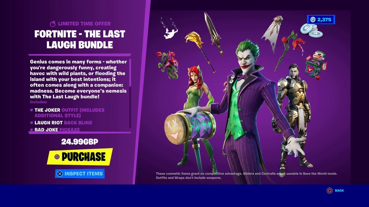 The Last Laugh Bundle Is Here In Fortnite - The Joker, Poison Ivy ...