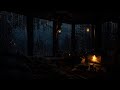 Fireplace & Rain Sounds in a Wooden Cabin | Night Ambience for Sleeping
