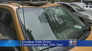 Construction Site's Fallen Crowbar Hits Taxi, Hurts Driver