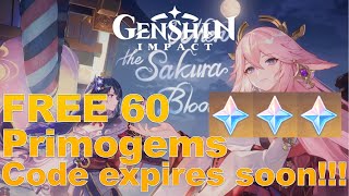 (Expired) FREE 60 Primogems Promotion Code, EXPIRE SOON ! | Genshin Impact