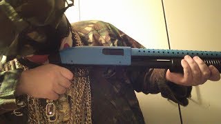 Airsoft review of the AGM Mossberg Shotgun with a pistol grip (blue grill)