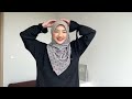 tutorial hijab square motif lebaran bukber