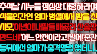 [반전 실화사연] 추석날 시누들 점심상 대령하라며 식물인간인 엄마 병실에서 뺨을 올린 시모 어느 안전이라고 빌어 순간 등뒤에선 엄마가 충격 명령했더니/신청사연/사연낭독/라디오드라마