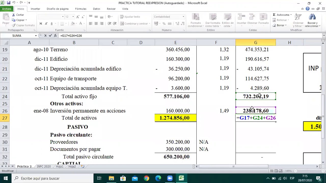 Paso 3 Reexpresion Estados Financieros (Resultados De La Reexpresion ...