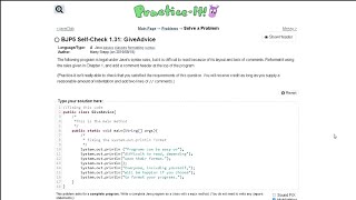 Java Practice-it Introduction to Java Programming | Self-Check 1.31 GiveAdvice