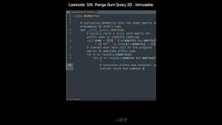 Leetcode 304. Range Sum Query 2D - Immutable in Python | Python Leetcode | Python Coding Tutorial