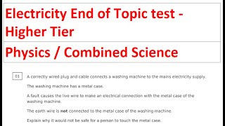 GCSE Physics Electricity End of Topic Test