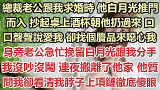 總裁老公跟我求婚時，他白月光推門而入，抄起桌上的酒杯朝他扔過來，口口聲聲說愛我，卻找個贗品來噁心我，身旁老公急忙挽留白月光跟我分手，我沒吵沒鬧，連夜搬離了他家，他質問我卻看清我脖子上項鏈徹底傻眼